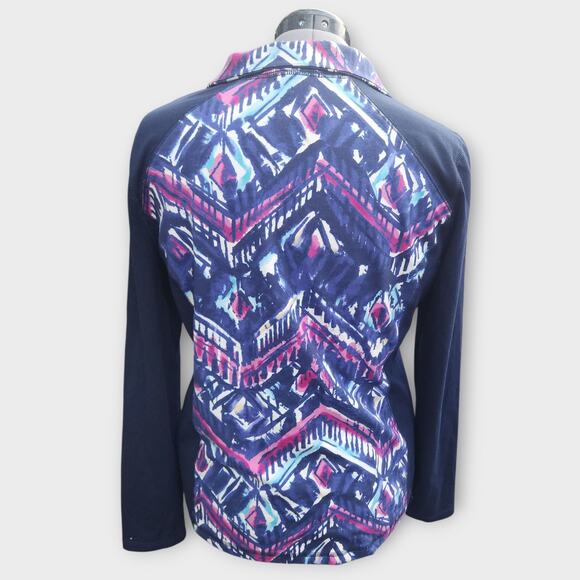 Chaps Sport Jacket Womens L Full zip Abstract Design Active Stretch Athletic Fit - Picture 2 of 6